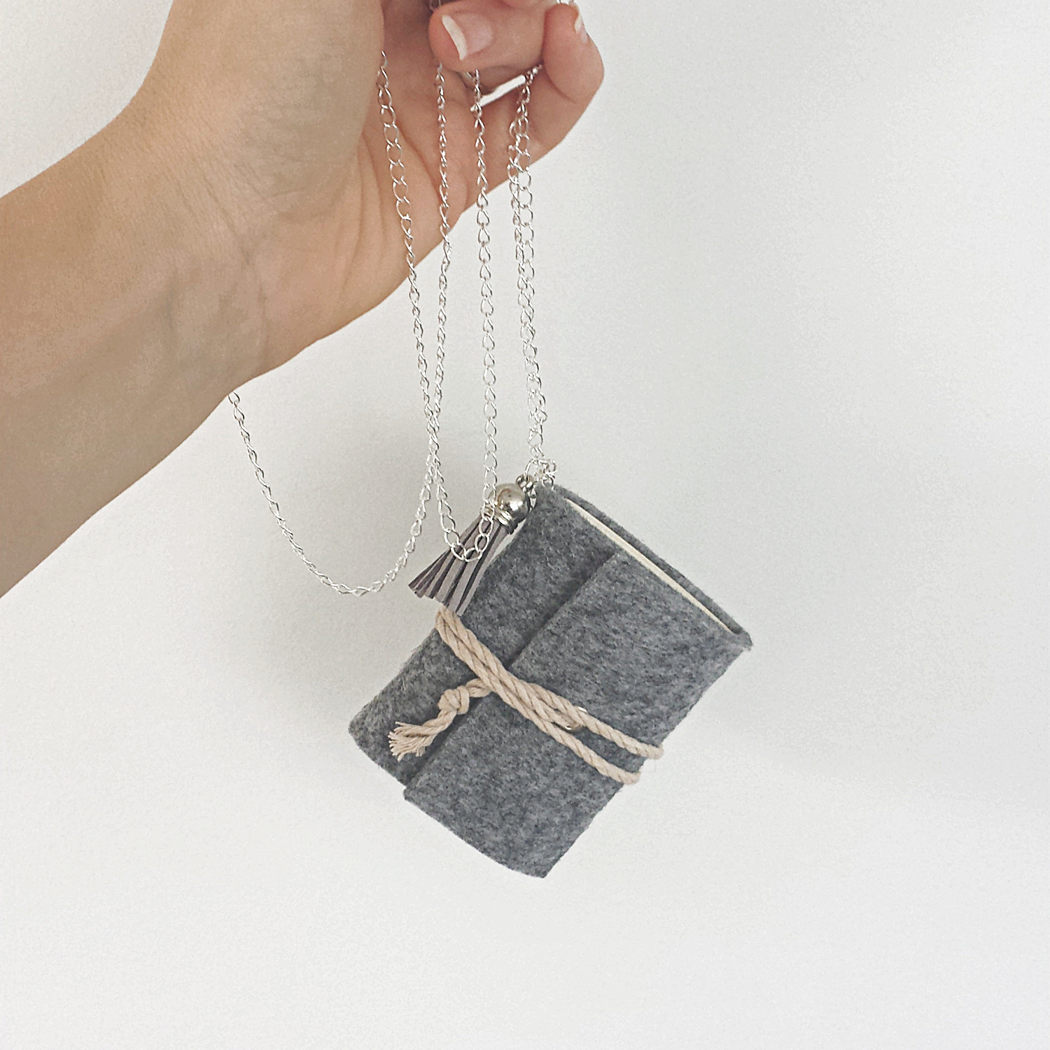Soft mini notebook with necklace